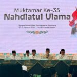 Ketum PBNU, Gus Yahya mewakili kepengurusannya meminta maaf dalam penyampaian LPJ 5 tahun di Muktamar ke-35 NU, Jombang (28/8)./dok.PBNU