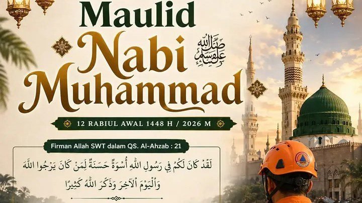 BPBD Kabupaten Malang menyambut Maulid Nabi Muhammad 2026 dengan mengutip Surat Alquran Al Ahzab 21./IG @bpbd_malangkab