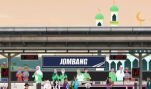 KAI Stasiun Jombang mengimbau pengguna kereta datang lebih awal di tengah berlangsungnya Muktamar ke-35 NU./IG @kai121_
