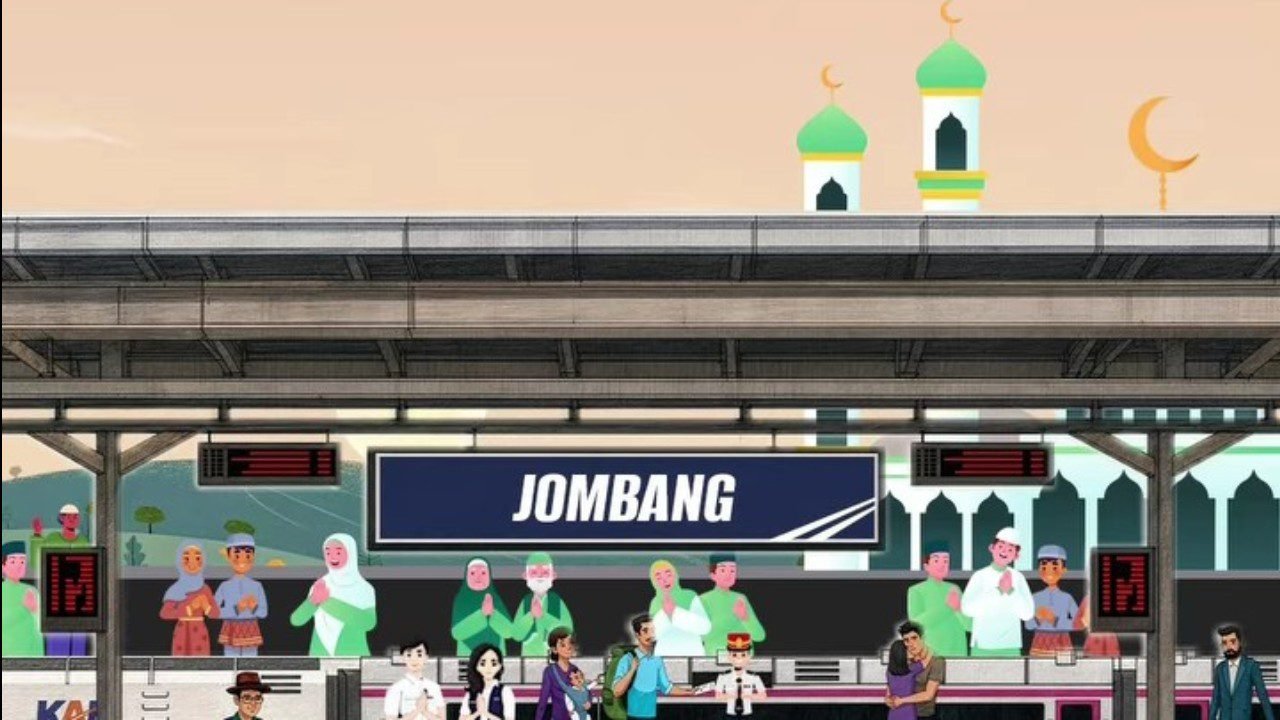 KAI Stasiun Jombang mengimbau pengguna kereta datang lebih awal di tengah berlangsungnya Muktamar ke-35 NU./IG @kai121_