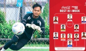 Kiper Persik Kediri, Husna Al Malik menjadi pemain lokal tunggal dalam daftar best XI pekan kedua BRI Super League 2026/27./IG @persikfcofficial & @liga1match