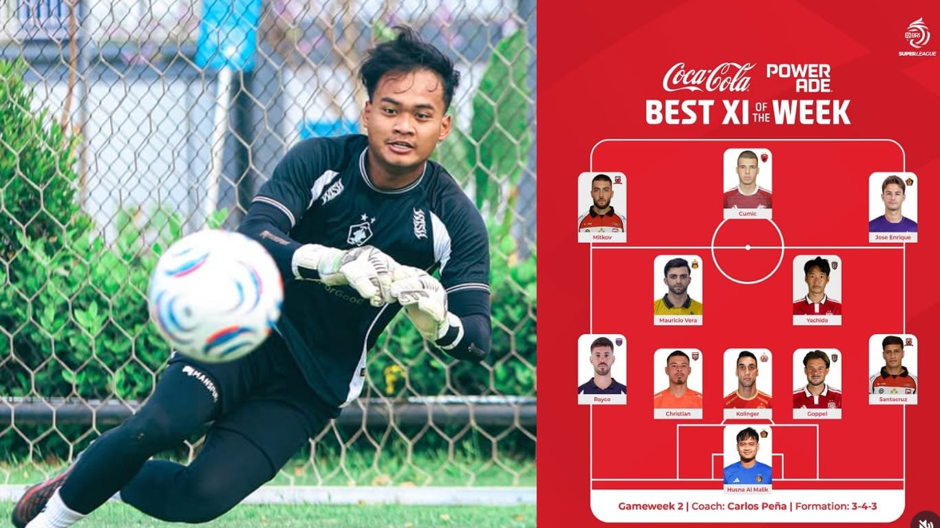 Kiper Persik Kediri, Husna Al Malik menjadi pemain lokal tunggal dalam daftar best XI pekan kedua BRI Super League 2026/27./IG @persikfcofficial & @liga1match