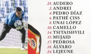 Emil Audero menjalani laga kedua bersama Rayo Vallecano saat menjamu Espanyol di Butarque, Leganes pekan keenam La Liga Spanyol 2026/27./IG @rayovallecano