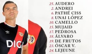 Emil Audero Mulyadi starter dalam laga Osasuna vs Rayo Vallecano malam ini (19/9) pada pekan ketujuh La Liga Spanyol 2026/27 sebelum membela Timnas Indonesia./IG @rayovallecano