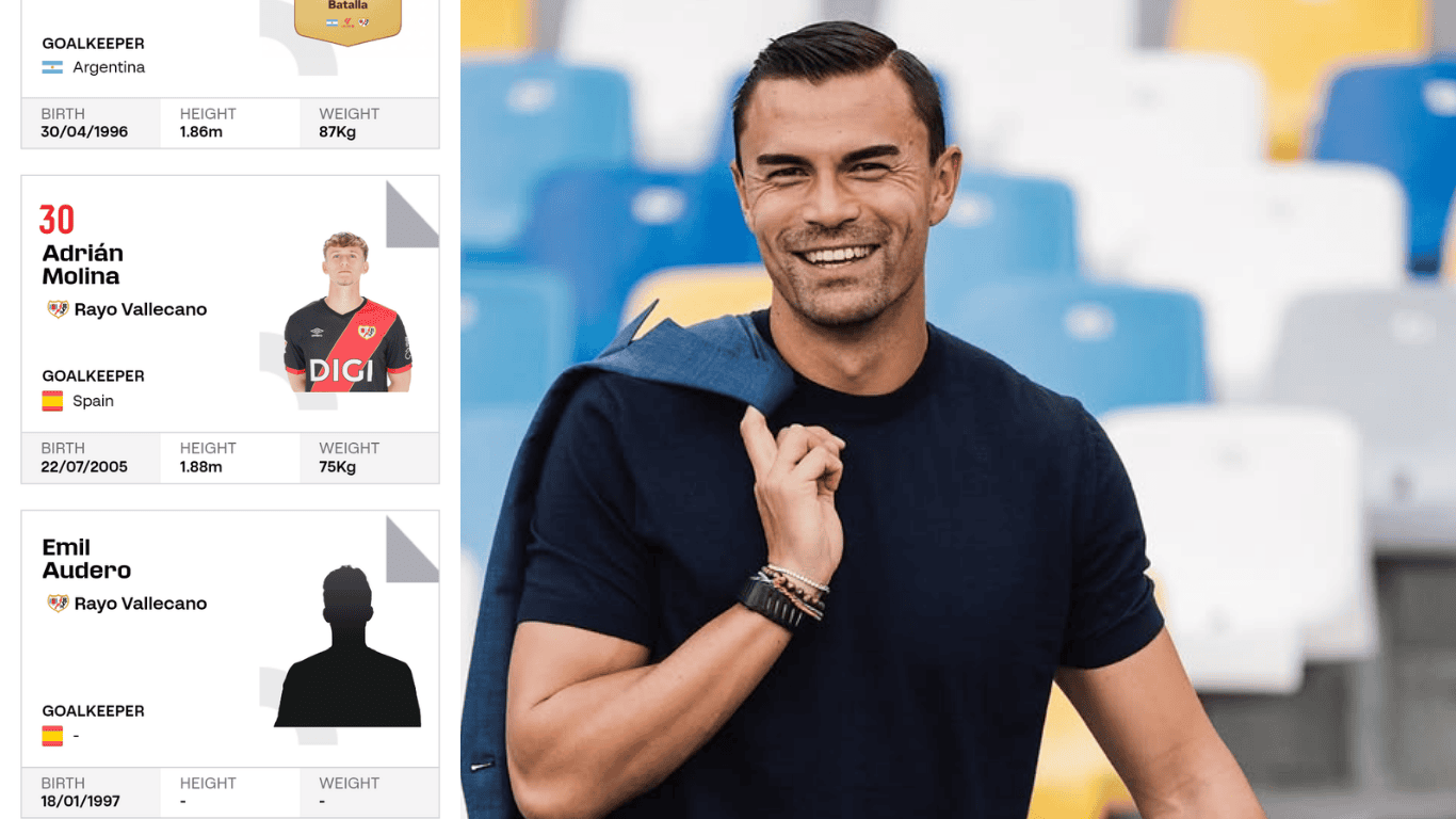 Emil Audero resmi masuk daftar pemain Rayo Vallecano musim 2026/27 di situs La Liga Spanyol./kolase LaLiga dan IG @emil_audero