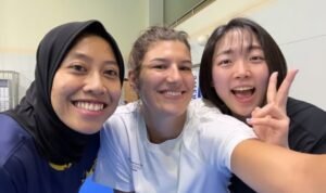 Megawati Hangestri dan Vanja Bukilic temu kangen di tempat latihan Suwon Hyundai Hillstate usai pemain Serbia tiba di Korea./IG @soyeon0506