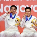 Daniel Marthin dan Leo Rolly Carnando menyumbang medali emas ketiga untuk Indonesia di Asian Games 2026 (29/9) Nagoya, Jepang./dok.Kemenpora RI