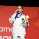 Atlet panjat tebing putri Indonesia, Desak Made Rita Kusuma Dewi meraih medali emas Asian Games 2026 di nomor speed putri pada Rabu (30/9)./dok.Kemenpora RI