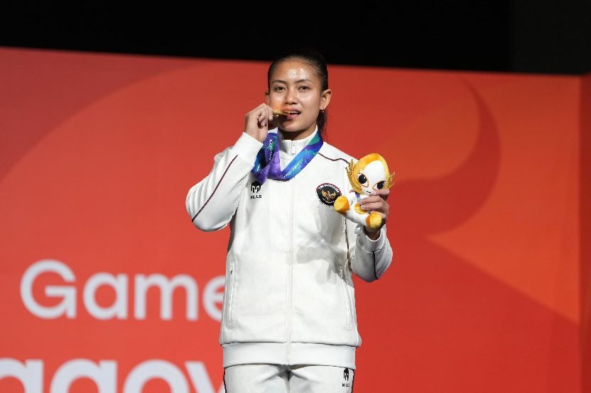 Atlet panjat tebing putri Indonesia, Desak Made Rita Kusuma Dewi meraih medali emas Asian Games 2026 di nomor speed putri pada Rabu (30/9)./dok.Kemenpora RI