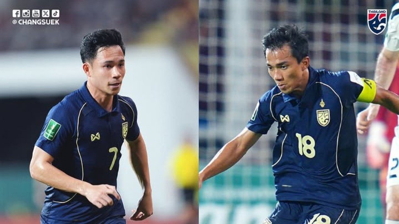 Supachok Sarachat dan Chanathip Songkrasin kembali memperkuat Thailand di FIFA ASEAN Cup 2026./IG @changsuek